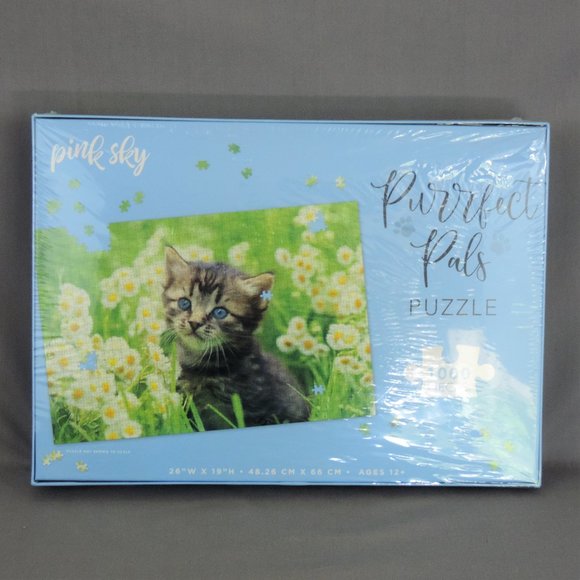 Purrfect Pals 1000 piece jigsaw puzzle Kitten in Flowers - Picture 2 of 4